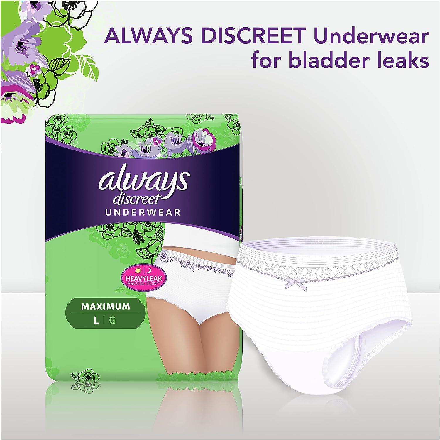ALWAYS DISCREET Boutique Low Rise Underwear L/G (10 Count) MAX PROTECT