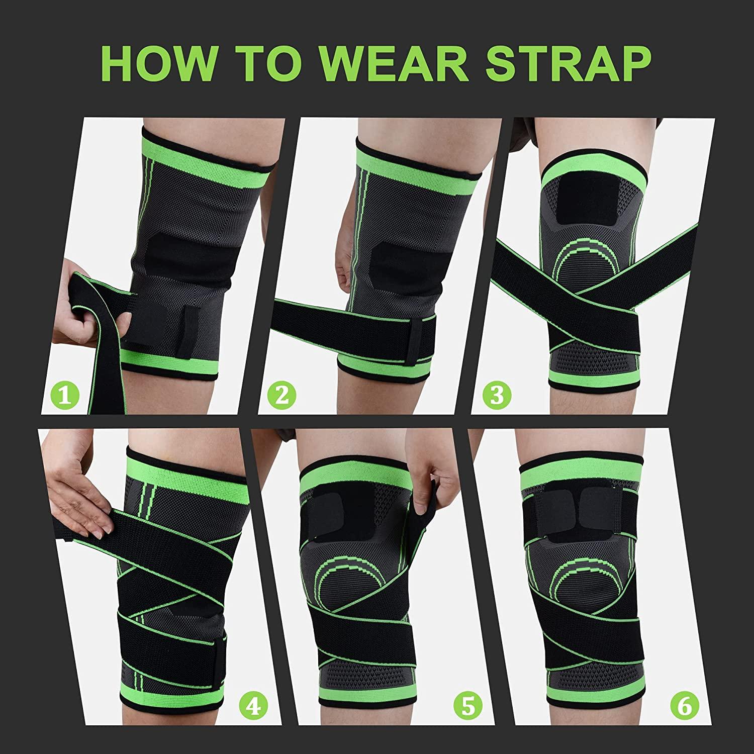 Knee Sleeve, Professional Knee Brace with Removable Adjustable Straps,  Premium Compression Support for Arthritis Pain, Running Safety, Cross  Fitness Training, Men's/Women's - Single (Large, GREEN01, 1) Large GREEN01 1
