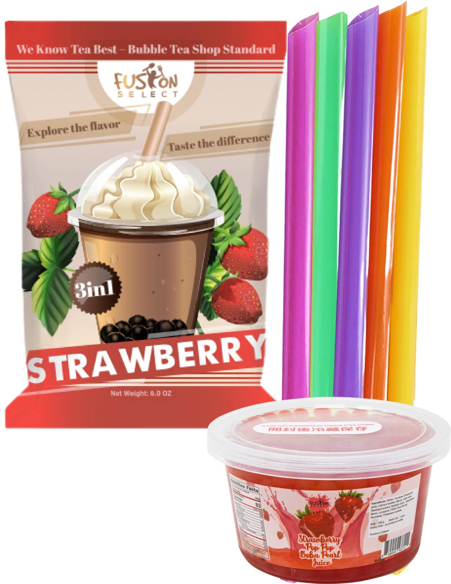 Fusion Select Ultimate Strawberry Bursting Boba Bubble Tea DIY Kit 3in