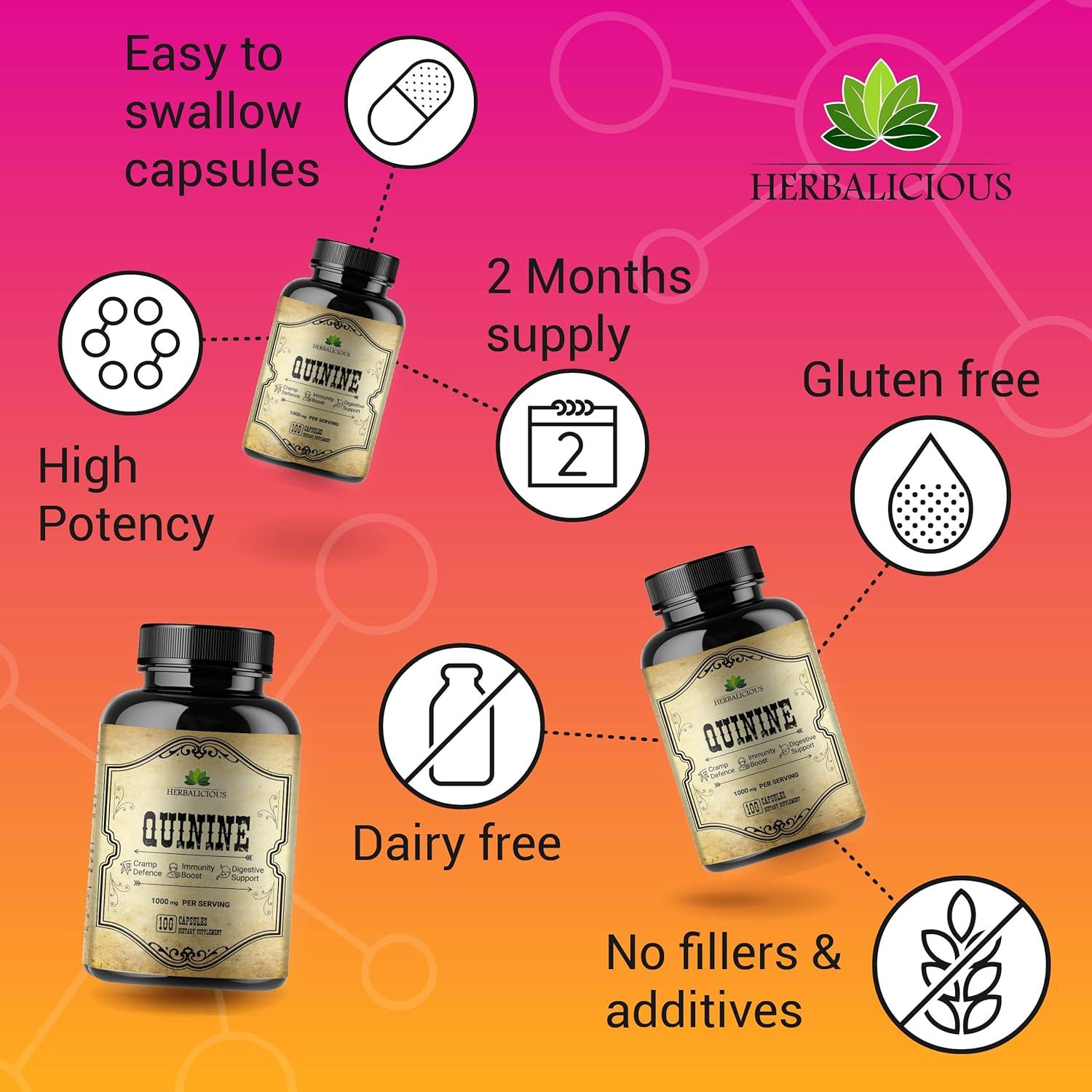 Quinine Capsules Cinchona Officinalis Bark Supplement Cramp Defense