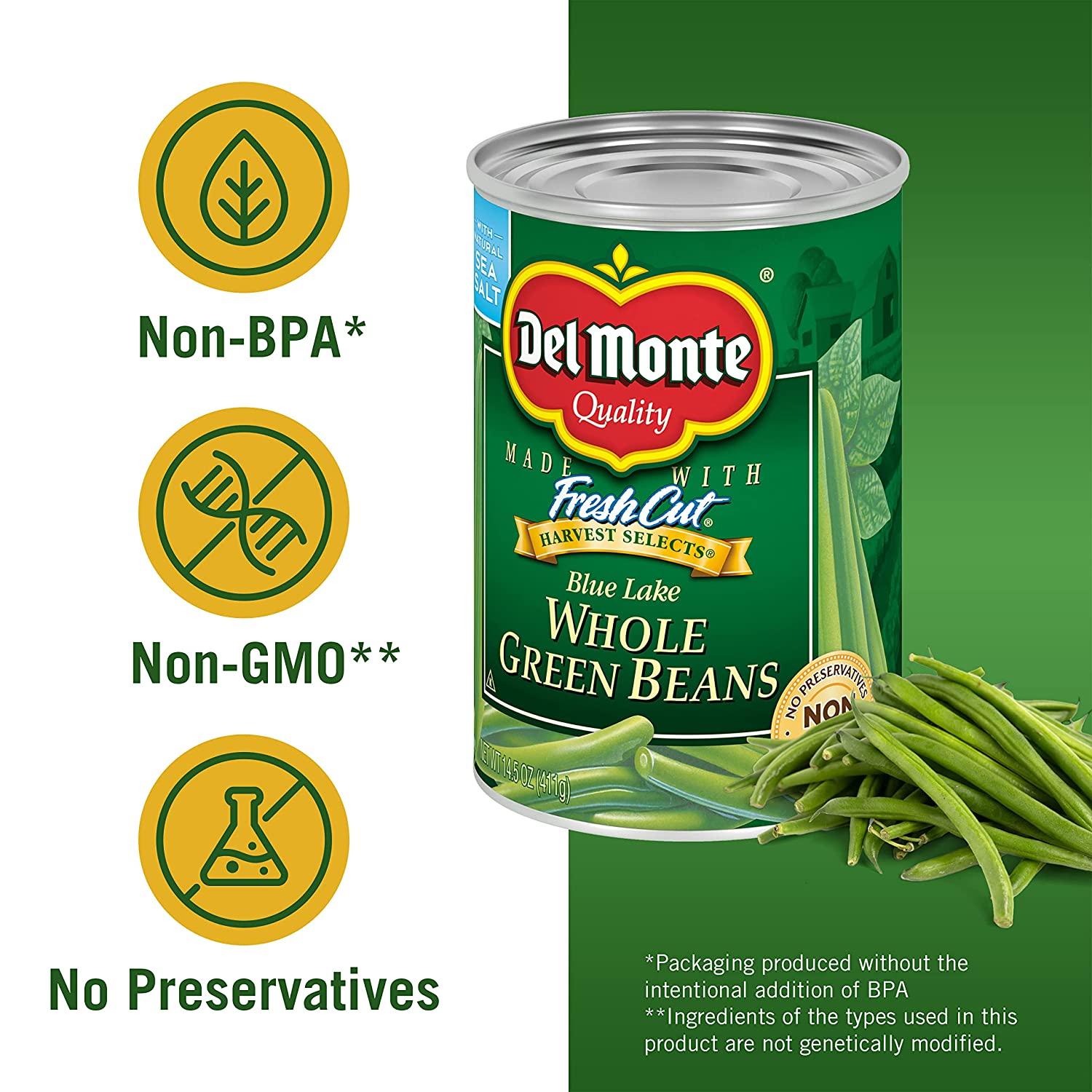 Del Monte Canned Whole Green Beans, 14.5 Ounce (Pack of 12)