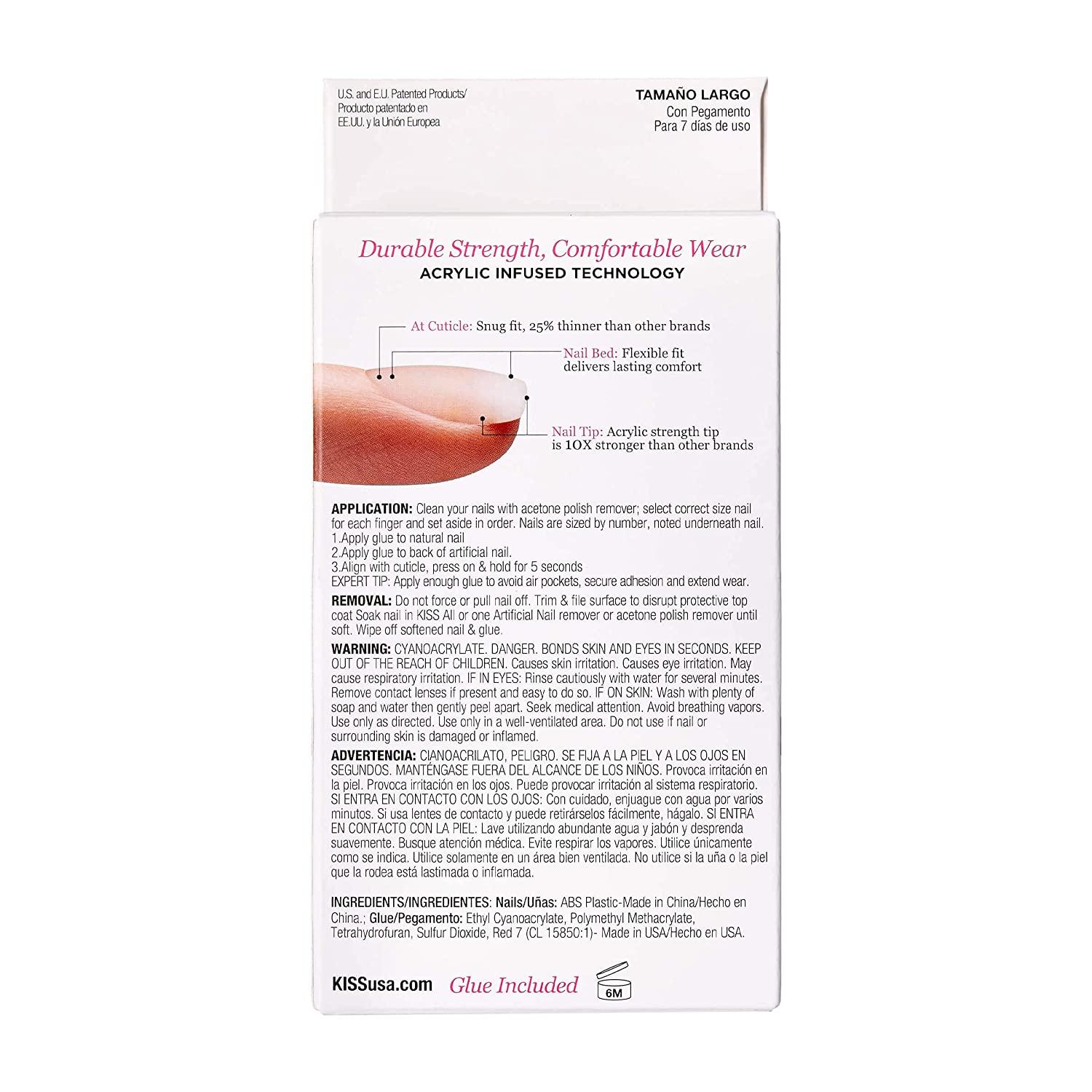 KISS Salon Acrylic Natural Nails, Brief Encounter, Real Short, UltraSmooth Finish, DIY AtHome