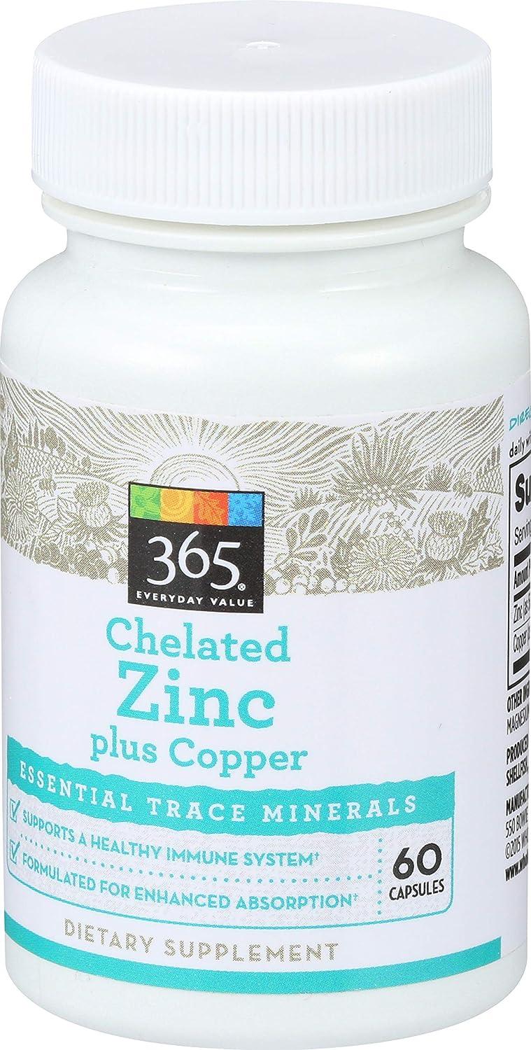 365 Everyday Value Chelated Zinc plus Copper 60 ct