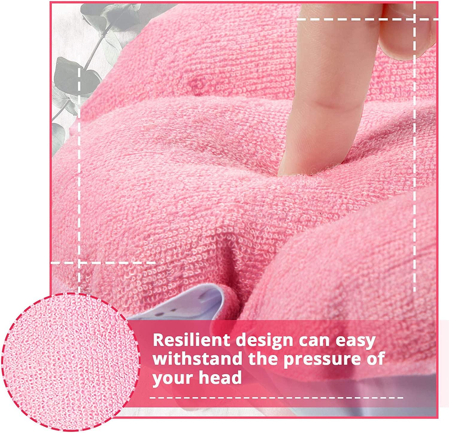 Inflatable Bath Pillow Set Terry Cloth Covered Spa Pillow for Neck