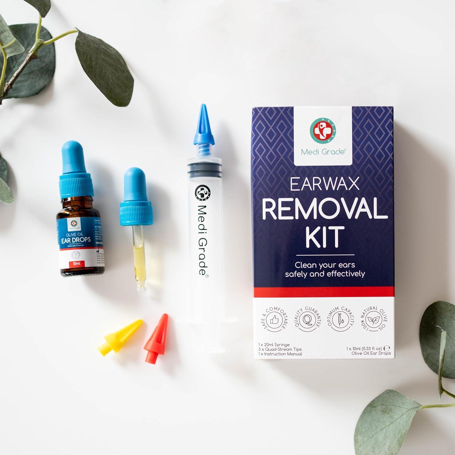 Medi Grade Ear Wax Removal Kit with Olive Oil Ear Drops 10ml The Original Ear Syringe Kit with