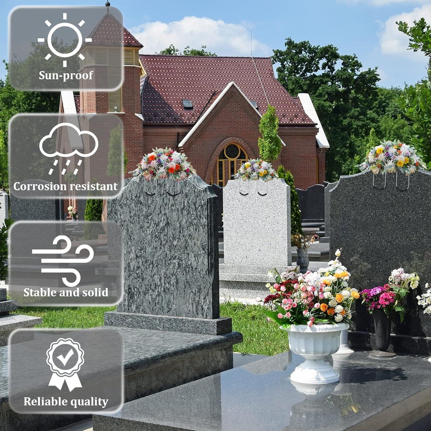 6 Pack Headstone Flower Saddle 12 Inch Grave Saddles for Cemetery