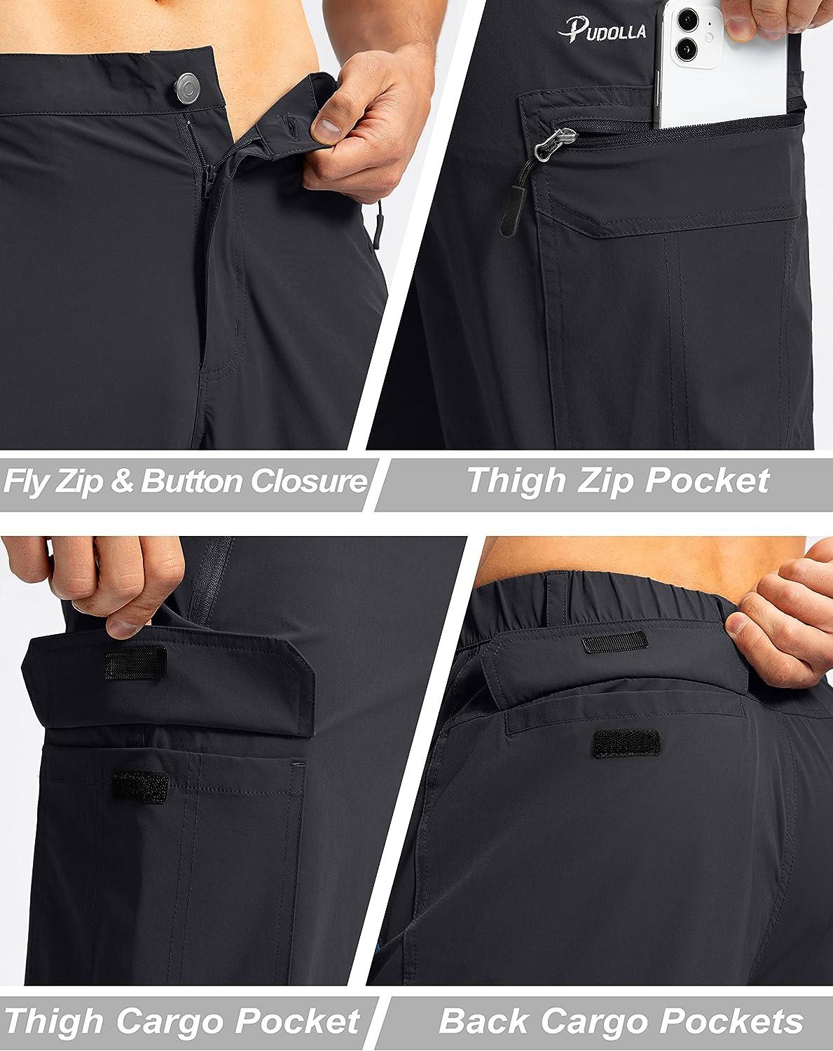 Pudolla Men's Hiking Cargo Pants Lightweight Outdoor Travel Pants