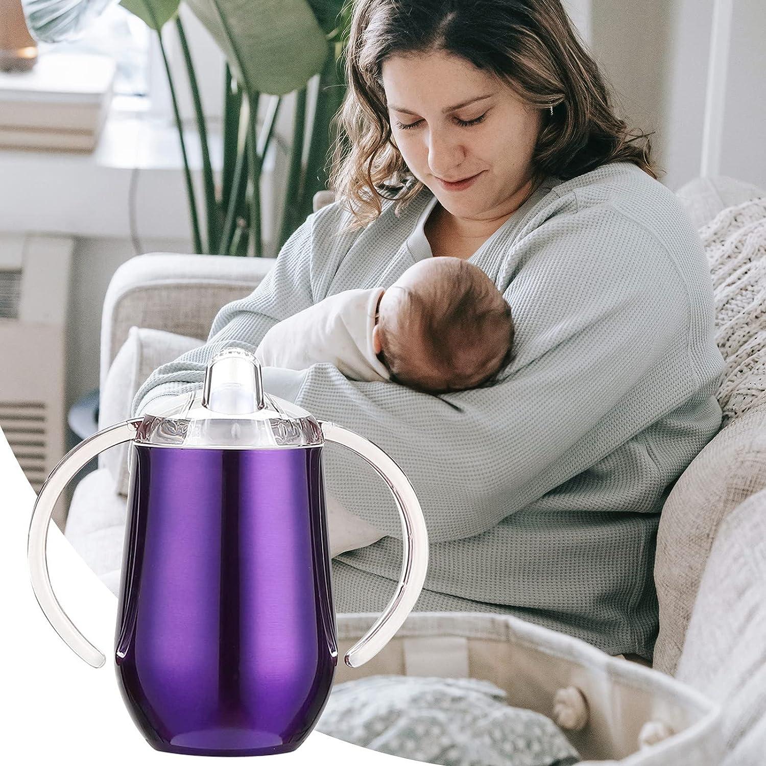 Stainless Steel Straw Sippy Cup with Handles & Silicone Lids 10 oz BPA Free  Double Wall Vacuum Insulated Sippy Cup Mug Tumbler Toddler Straw Cups for  boys and girls Non-Spill Sippy Cups (