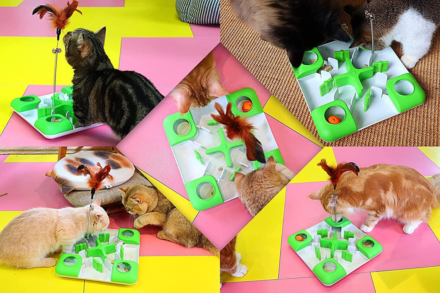 AQluming Cat Puzzle Feeder Cat Treat Toy Cat Slow Feeder Food