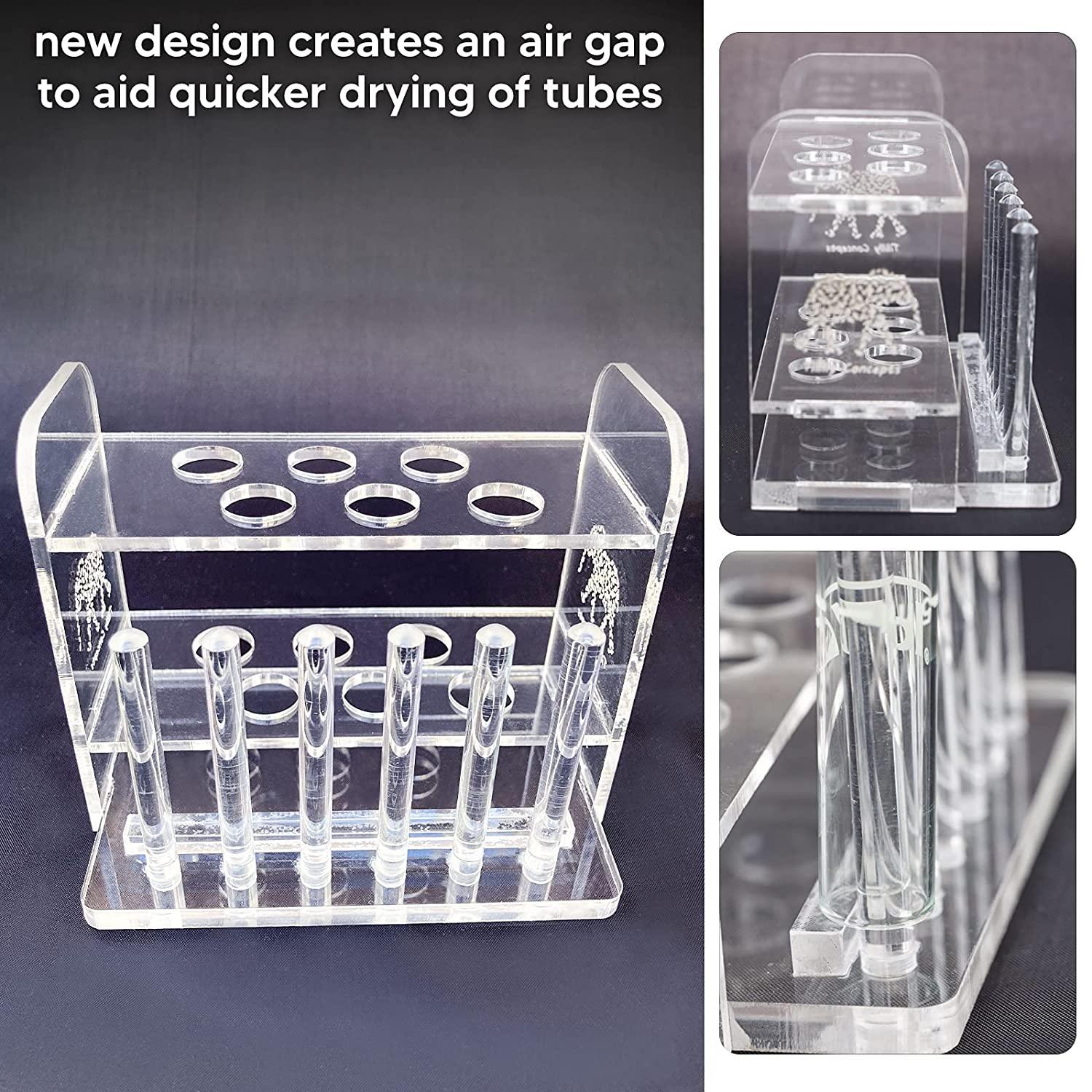 Handmade Aquarium Test Tube Holder Rack with 6 Holes and Drying Poles