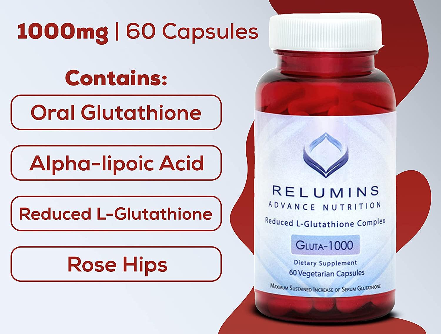 glutathione cream for men Relumins Advance Nutrition 1000mg Reduced L-Glutathione Complex with Alpha  Lipoic Acid & Rosehips - 60 Veggie Caps | Buy Now with Express  International Delivery
