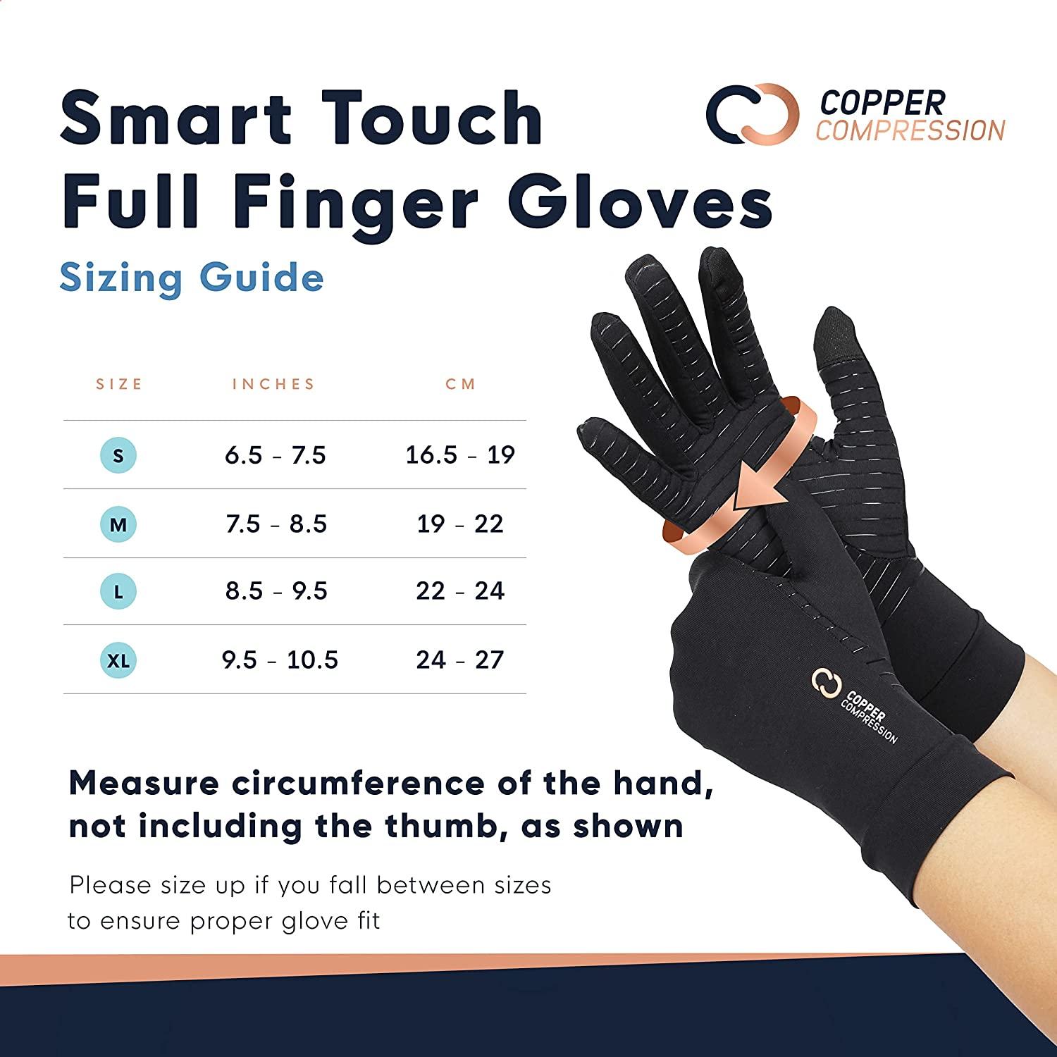 Copper Compression Arthritis Gloves with Touchscreen Tips. Relief for