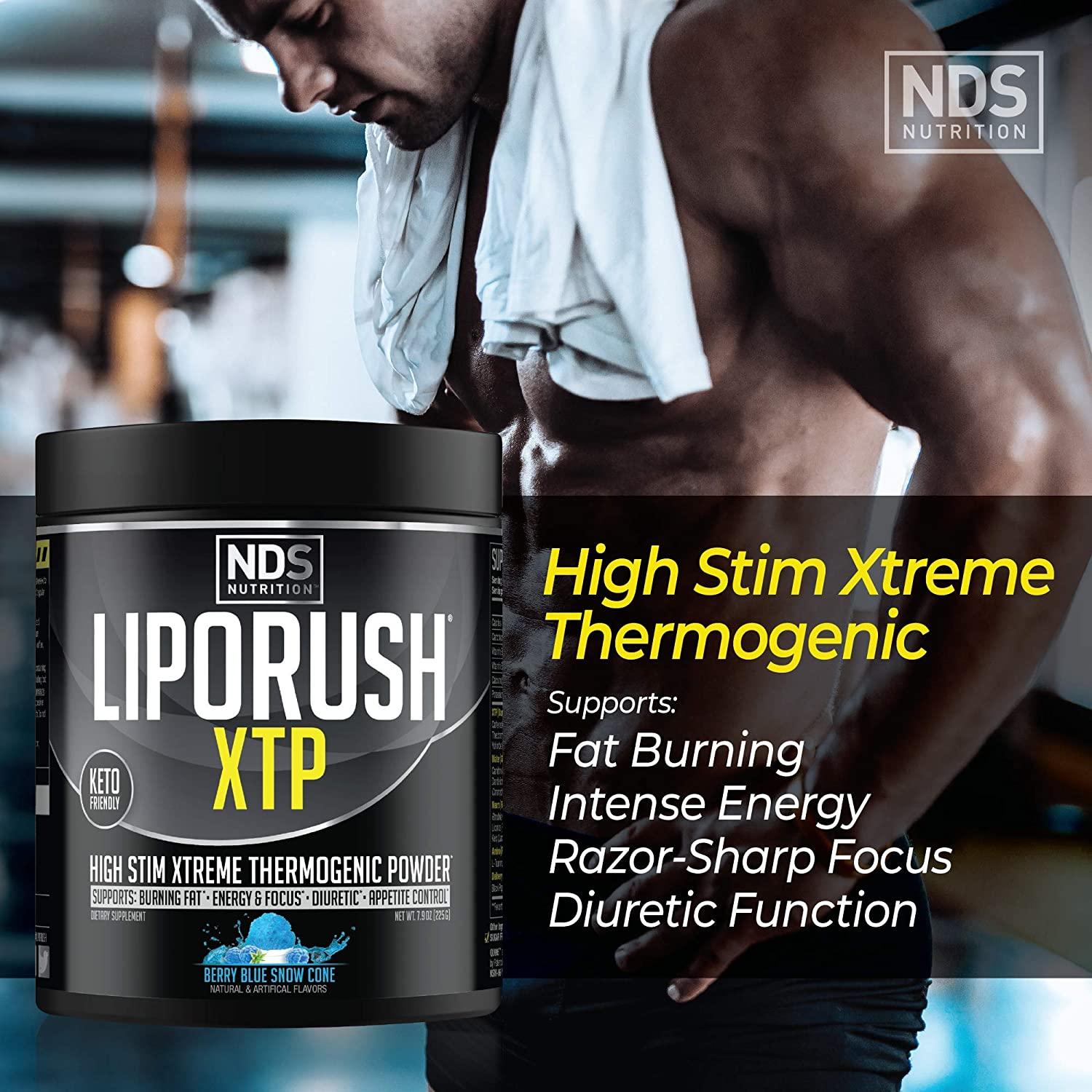 NDS Nutrition LipoRush XTP Thermogenic Fat Burner - Extreme Energy & Focus  Powder with L-Carnitine - Blue Berry Snow Cone - 45 Servings | Buy Now with  Express International Delivery | GoSupps.com