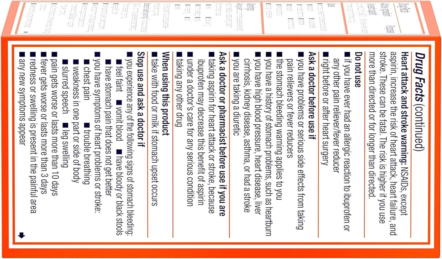 Motrin IB Ibuprofen 200mg Tablets Pain Reliever & Fever Reducer for Muscular Aches Headache