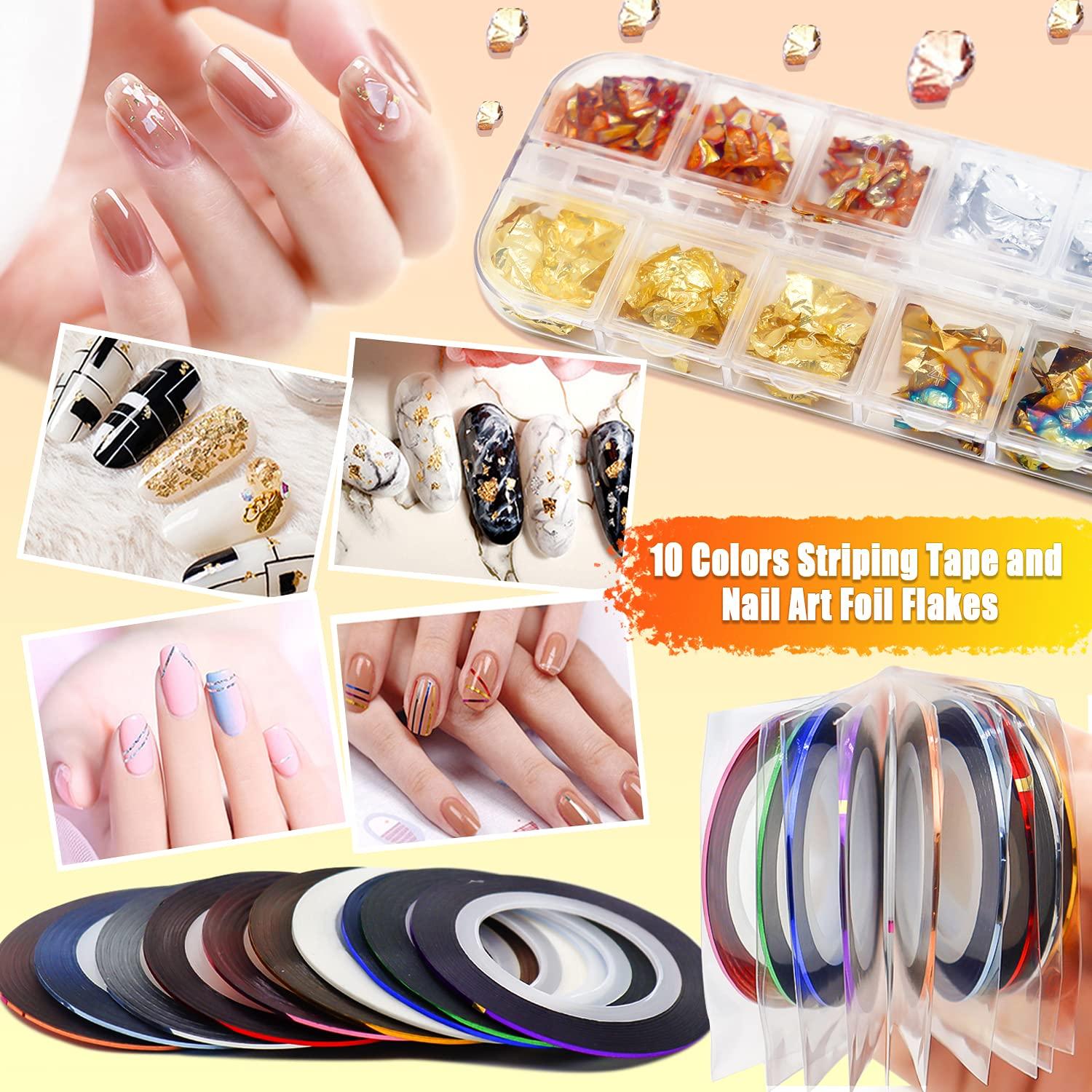 FOIL FLAKES for NAILS Gift Set of 10 Assorted Foils Ready to 
