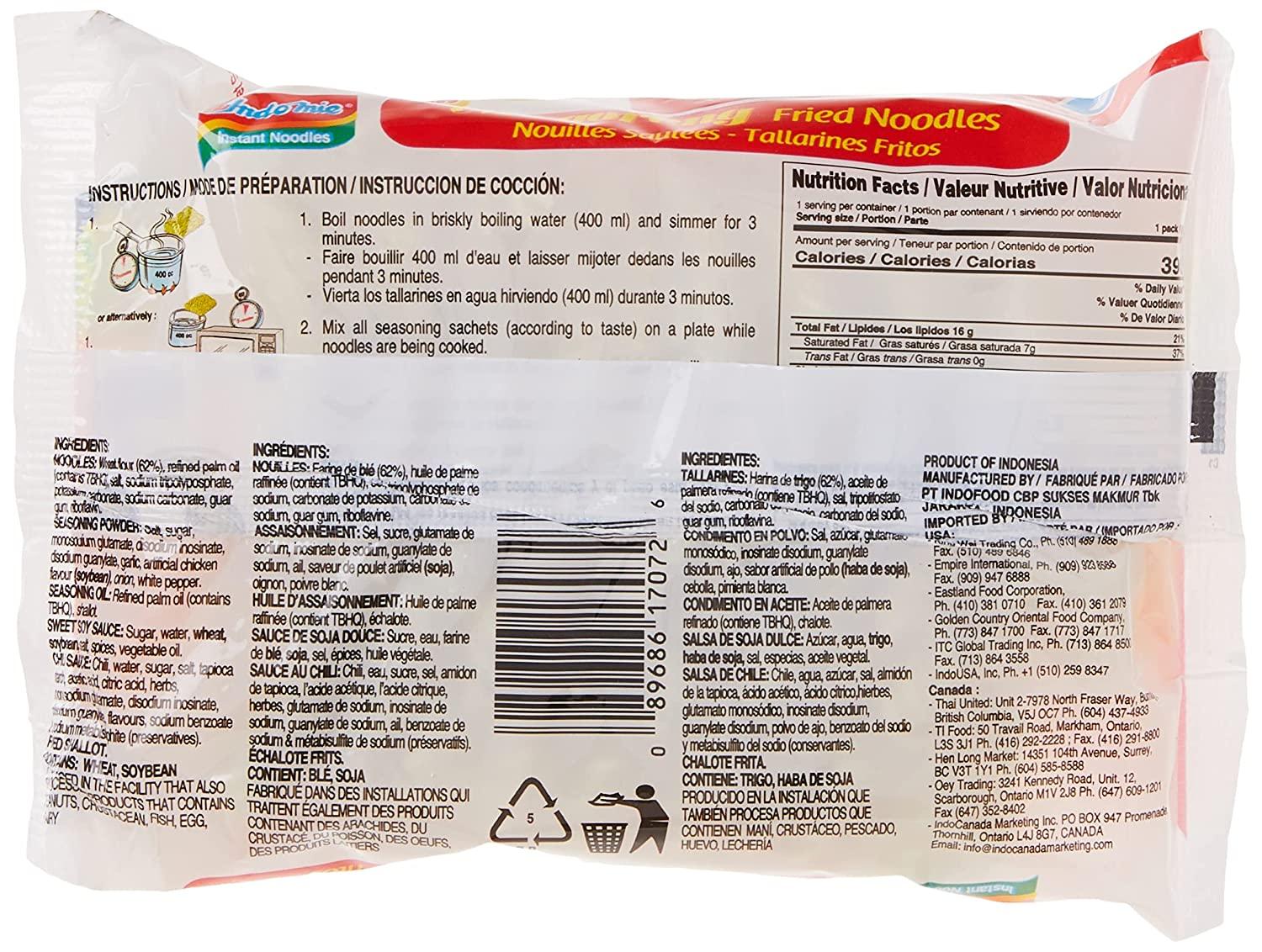 Indomie Mi Goreng Instant Stir Fry Noodles 30Pack Halal Certified Original Flavor