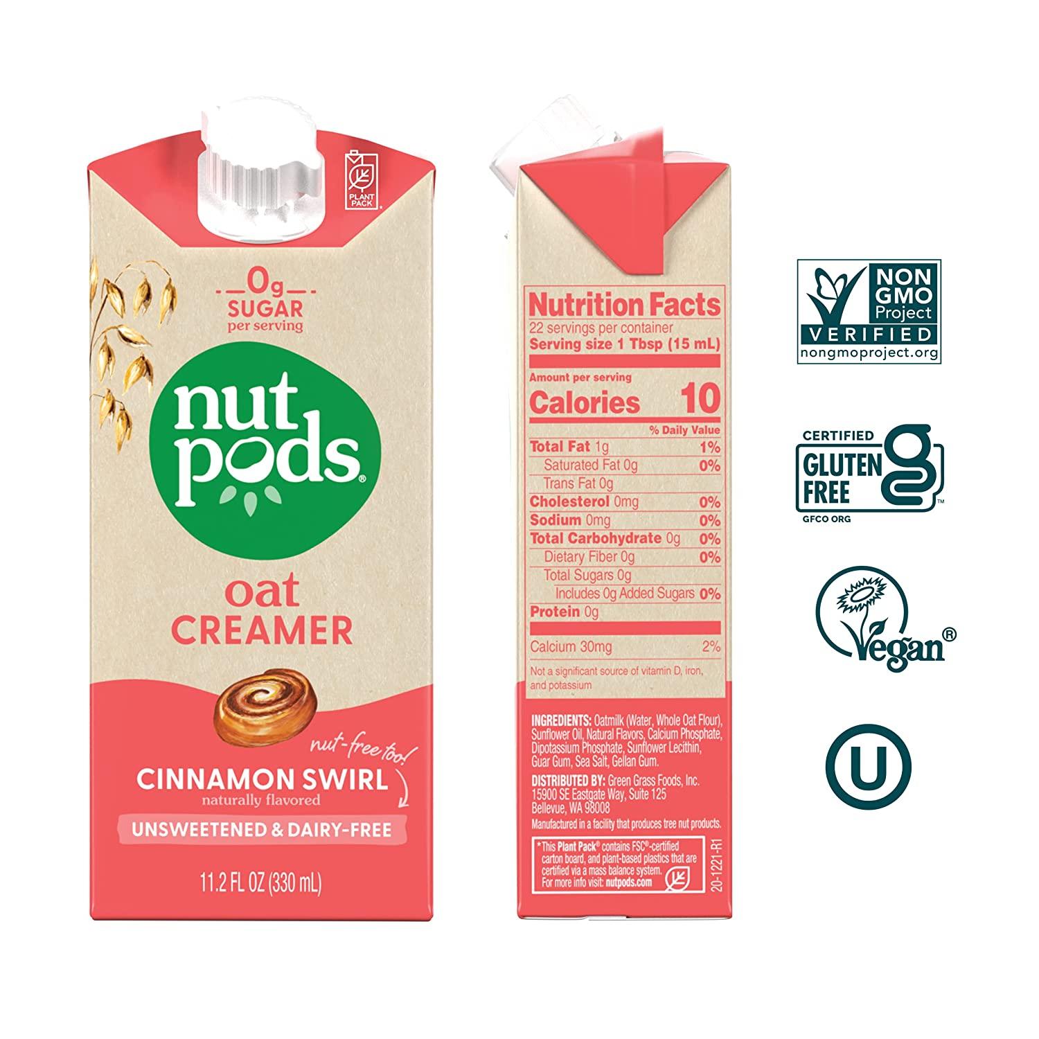 nutpods Oat Cinnamon Swirl Coffee Creamer Unsweetened Oat Milk