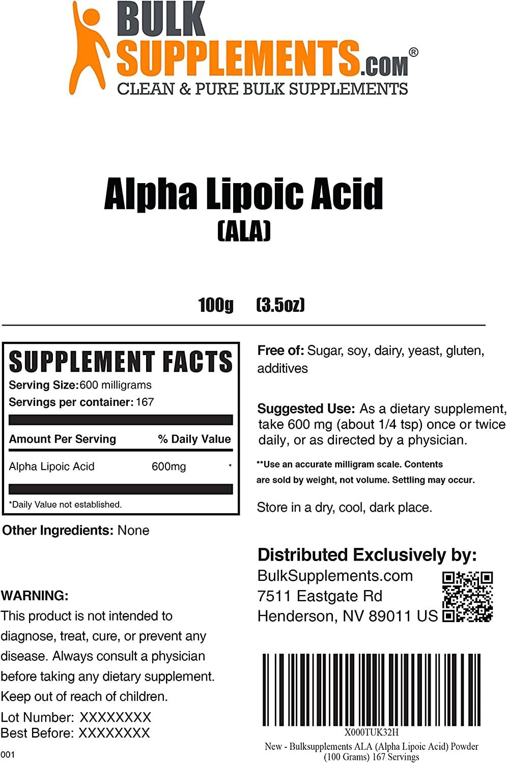Alpha Lipoic Acid Powder Alpha Lipoic Acid 600mg Powder Antioxidants