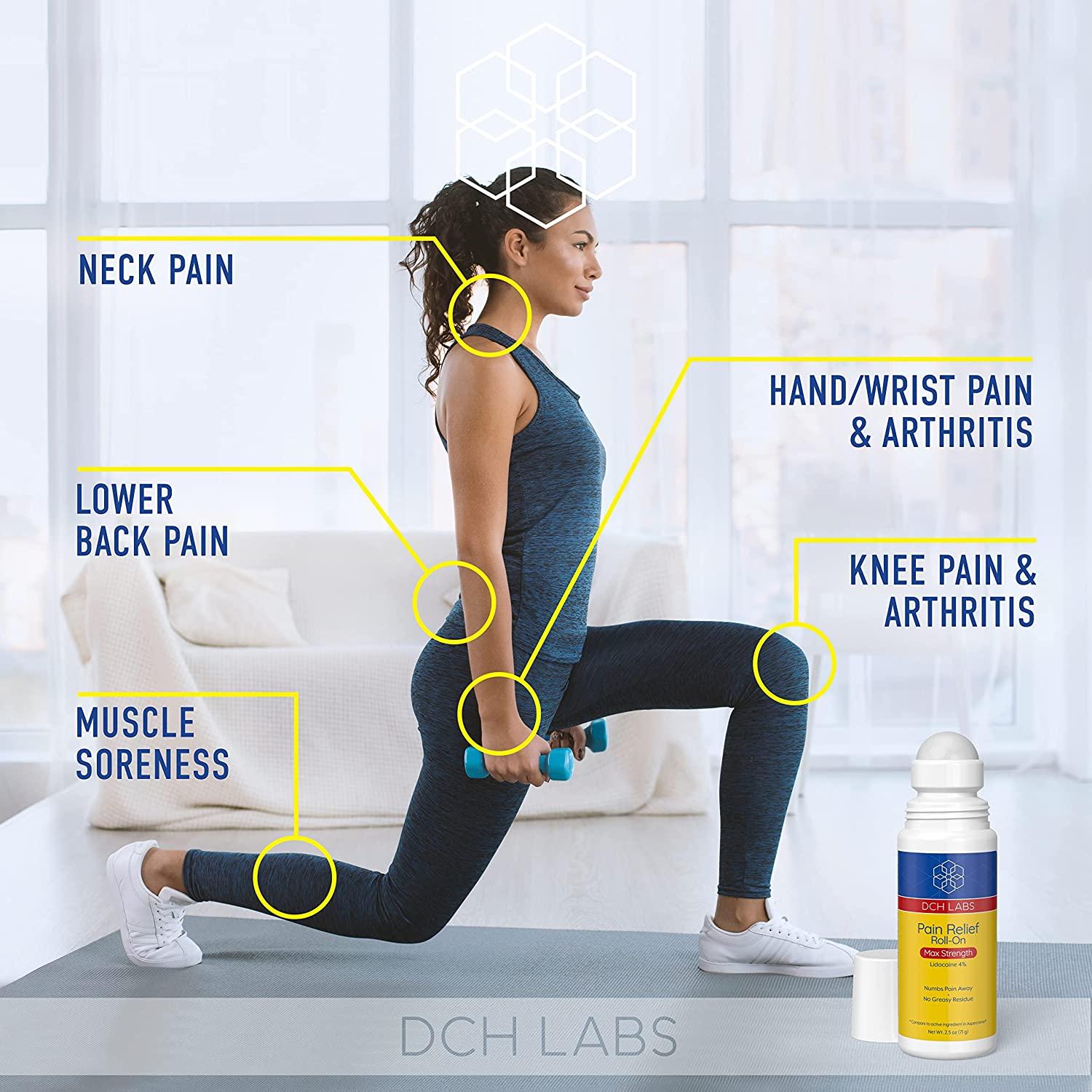 DCH Labs Maximum Strength Pain Relief Rollon, 4 Lidocaine, Numbs Pain