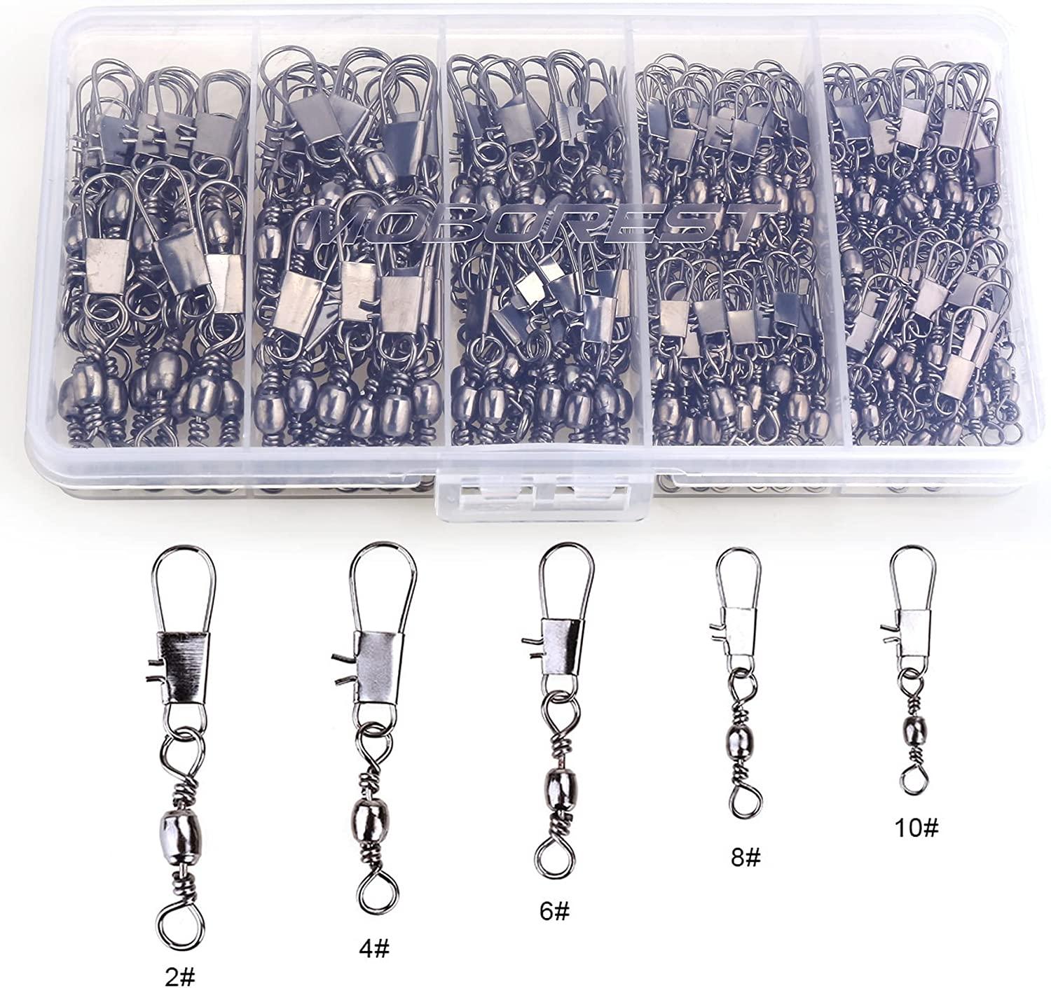 MOBOREST 200PCS Barrel Snap Swivel Fishing Accessories, Premium Fishing  Gear Equipment with Ball Bearing Swivels Snaps Connector for Quick Connect Fishing  Lures