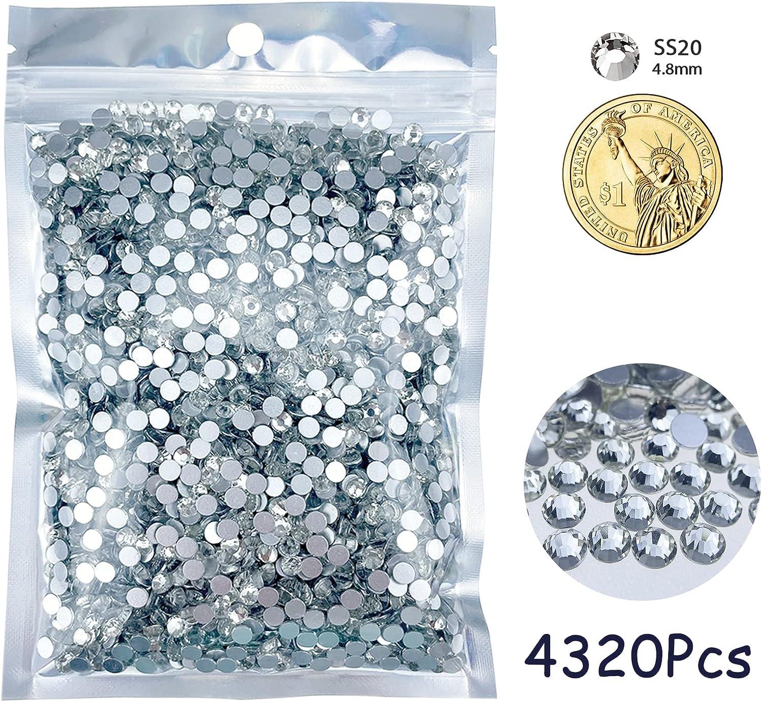 4320Pcs SS20 Flatback Rhinestones for Crafts Bulk Clear-Crystals White  Craft Gems Jewels Glass Diamonds Stone 5mm-Silver Gems for Nails Dance  Costumes Clothes Shoes Tumblers DIY Wholesale HINABTRU Crystal Clear  Clear-Sto