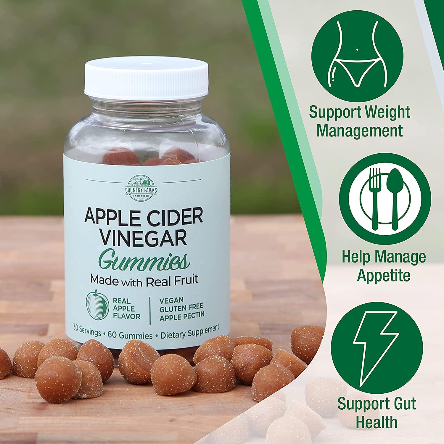 Country Farms Apple Cider Vinegar Gummies, Reduce Bloat & Water Weight