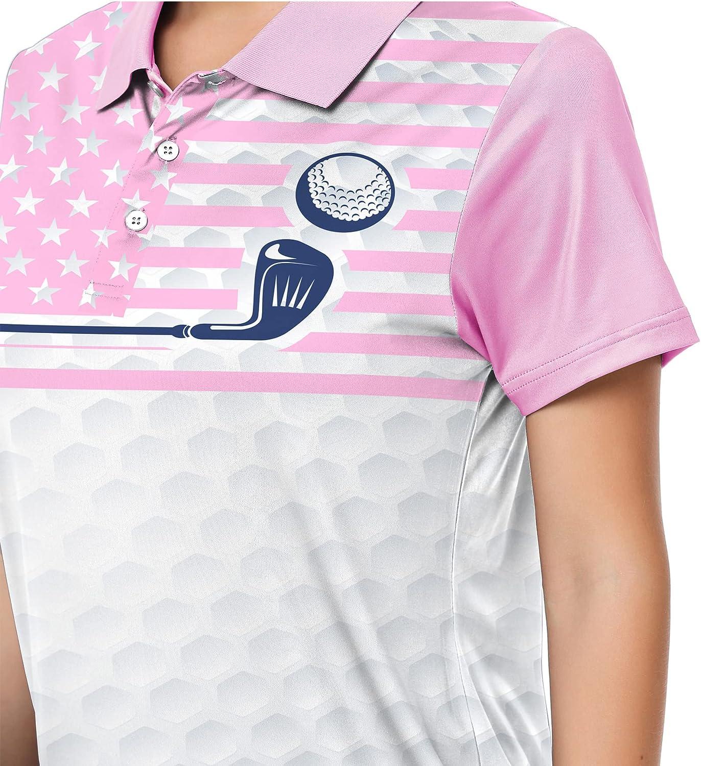LLdress Womens Golf Shirts Printed Polo Shirts Short Sleeve