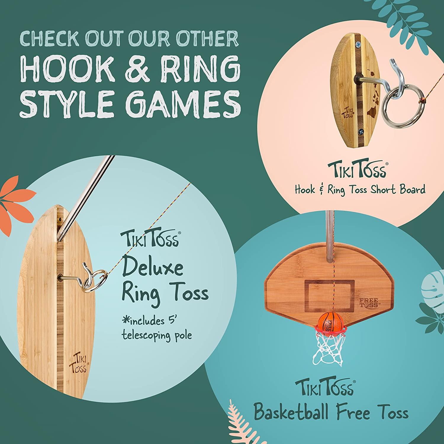 Tiki Toss Ring Toss Game Surfboard Edition for Adults 13 Inch, Outdoor/Indoor Hook and Ring