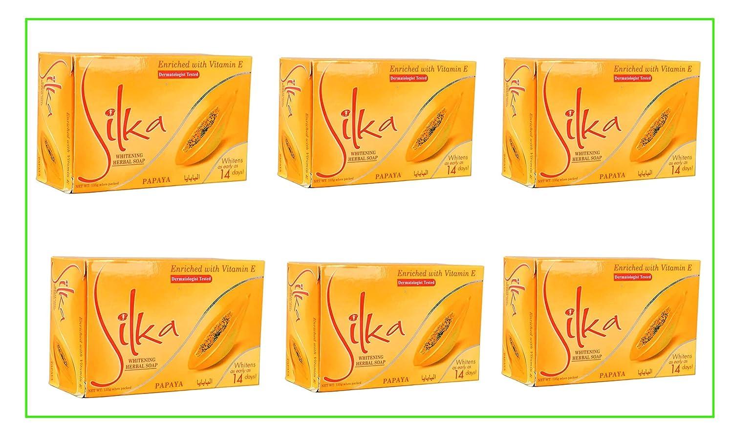 SILKA Papaya & Herbal Soap 6 X 135G - Natural Skin Brightening