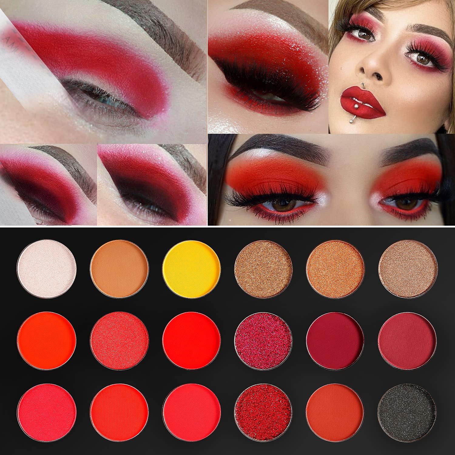 Red Eyeshadow Palette Highly Pigmented, AFFLANO Long Lasting True