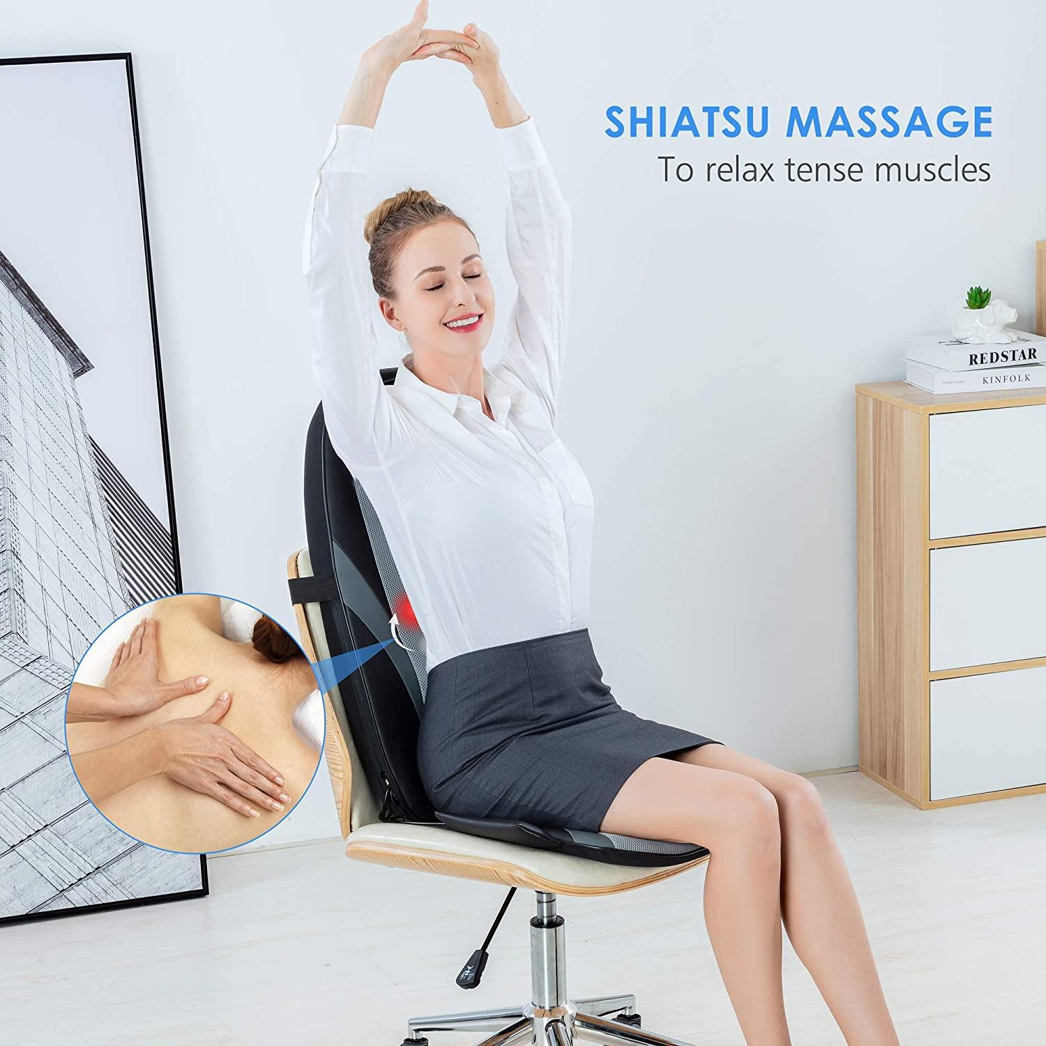  Snailax Back Massager with Soothing Heat, Gifts for Men, Women,  Electric Deep Tissue Kneading Massage Chair Pad for Full Back, Body, Pain  Relief, Home, Office Use : Health & Household