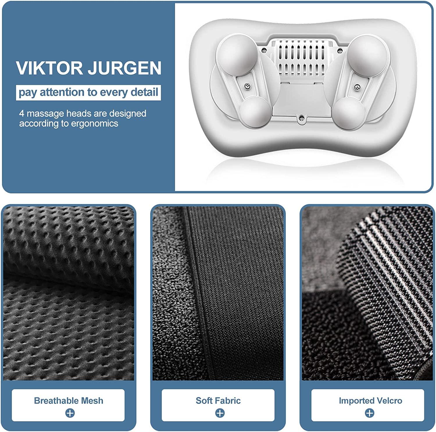 Viktor Jurgen Back Massager, Neck Massager with Heat, Massage Pillow Gifts for Men & Women, Electric Shiatsu Back Massager, Deep
