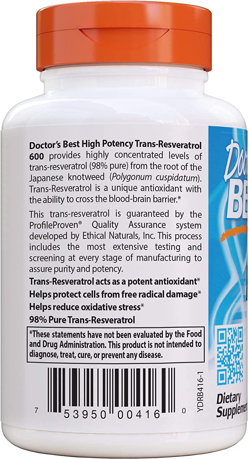 Doctor's Best High Potency TransResveratrol 600 600 mg 60 Veggie Caps