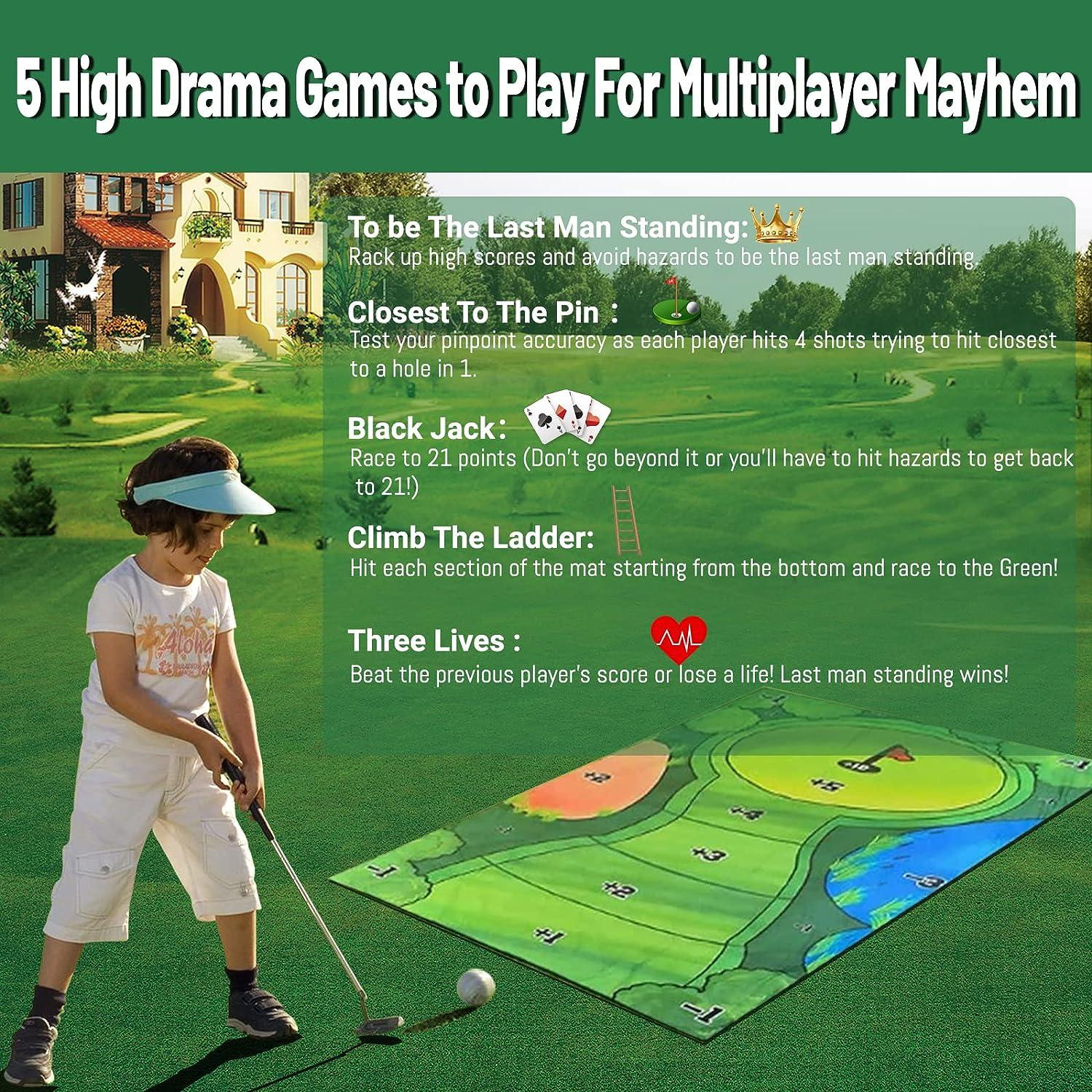  Casual Golf Game Set - Includes Golf Game Mat, 16 Golf Balls,  4 Stakes Available for Outdoor Use, Golf Chipping Mat, Carrying Bag-Mini  Golf Course, Golf Training Aid Equipment for