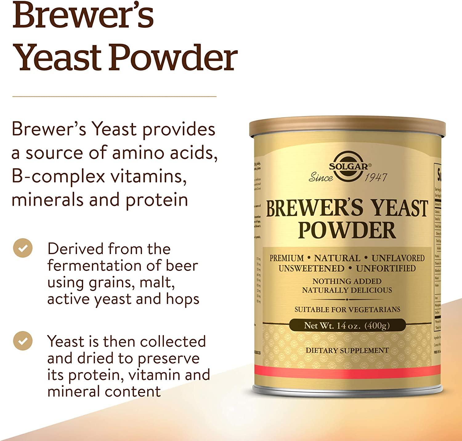 Solgar Brewer's Yeast Powder, 14 oz 2 Pack Rich Source of Amino