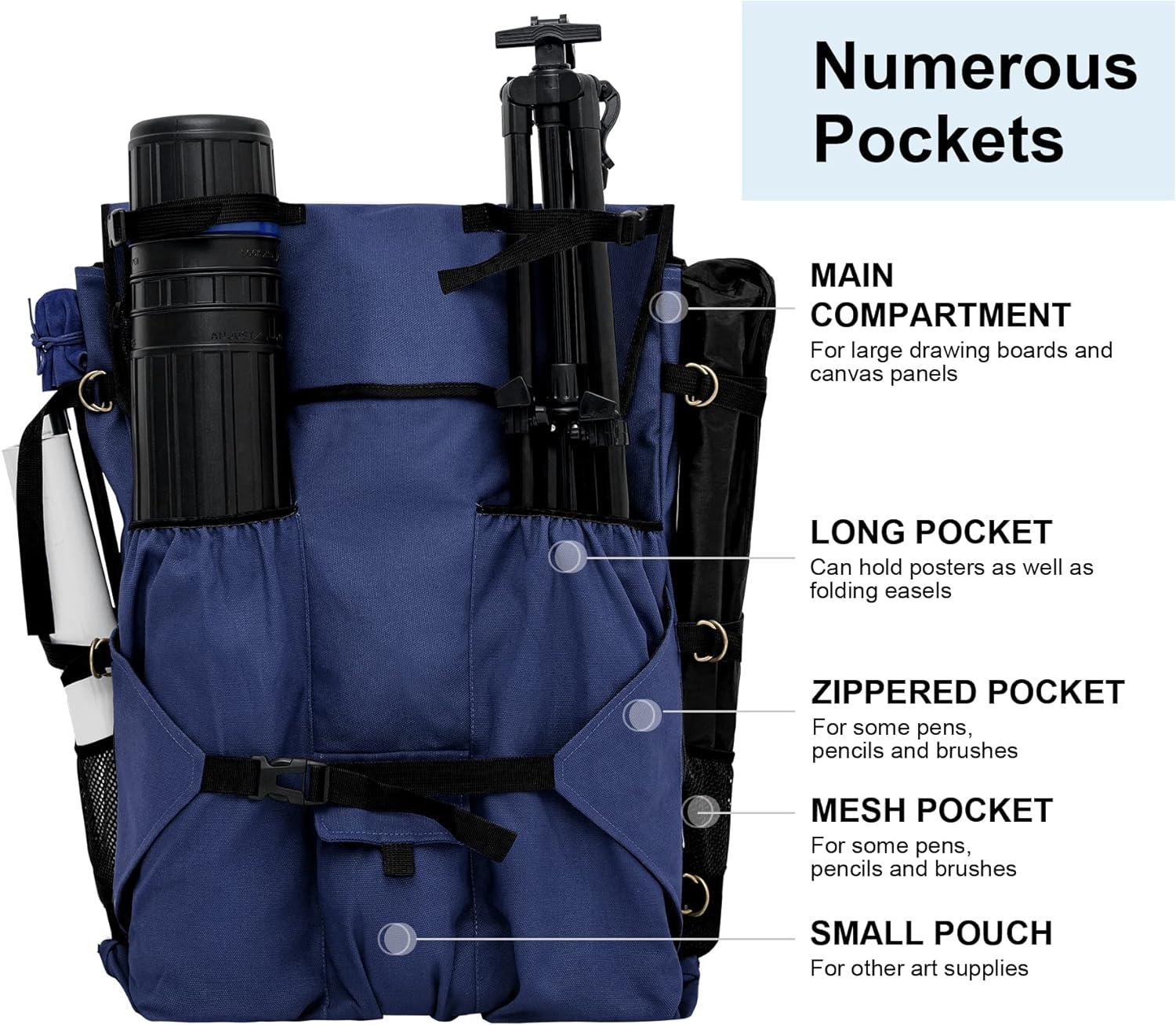 JJRING Heavy Duty Plein Air Artist Backpack with Handheld Strap