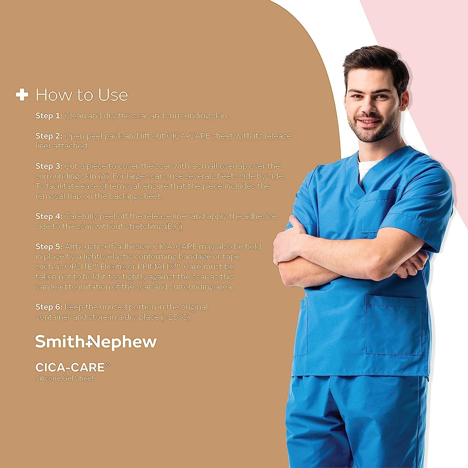 Smith+Nephew CICACARE 5x6 SelfAdhesive Silicone Gel Sheet for Scar