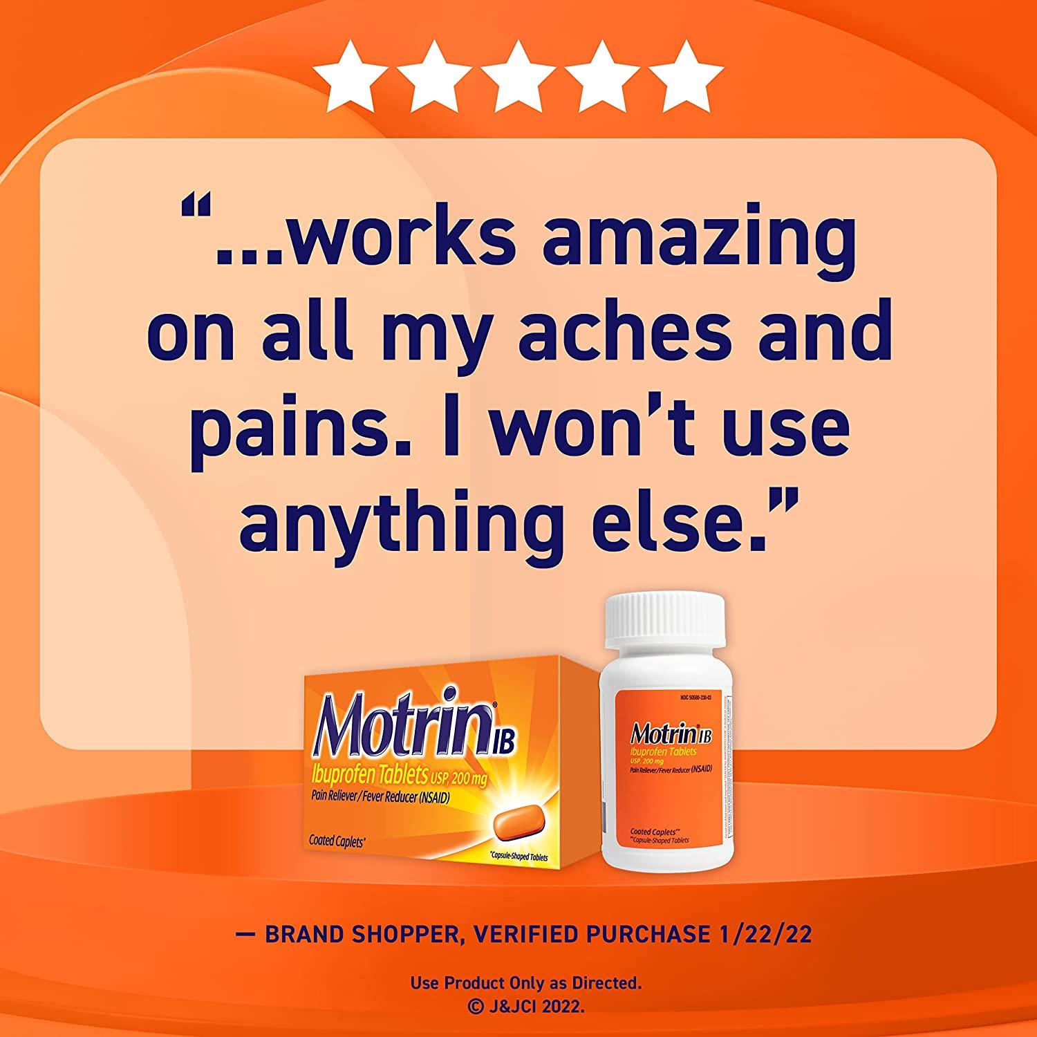 Motrin IB, Ibuprofen 200mg Tablets for Fever, Muscle Aches, Headache & Backache, 225 Ct