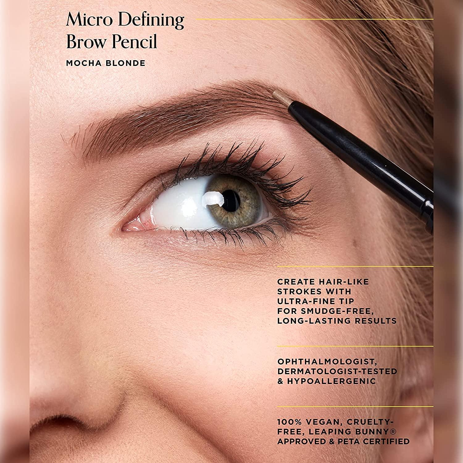 Arches & Halos Micro Defining Brow Pencil - Fuller and More Defined Brows -  Long-Lasting, Smudge Proof, Rich Color - Dual Ended Pencil with Brush -  Vegan and Cruelty Free - Mocha Blonde - 0.003 oz