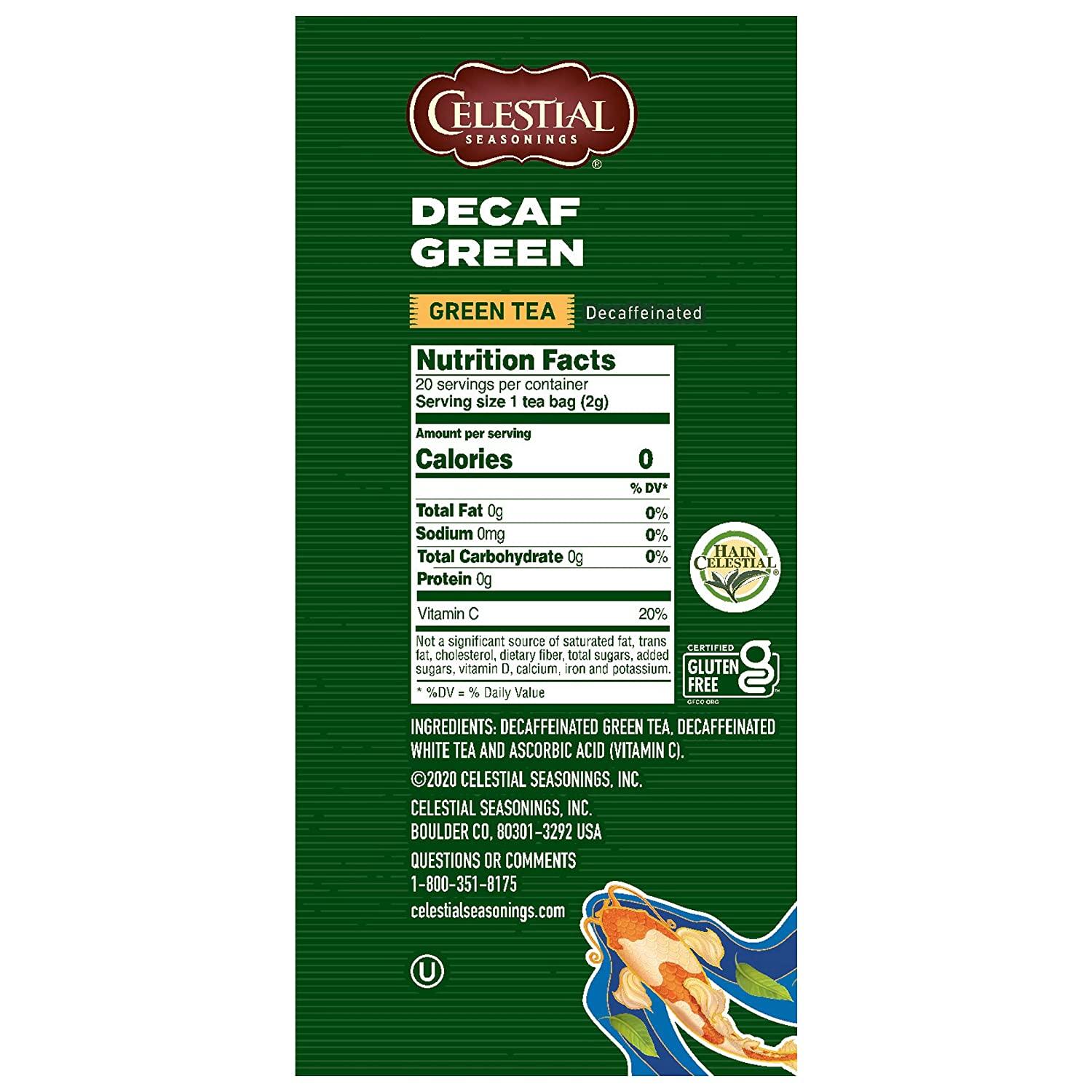 Celestial Seasonings Green & White Tea Decaf 20 Count Herbal Blend