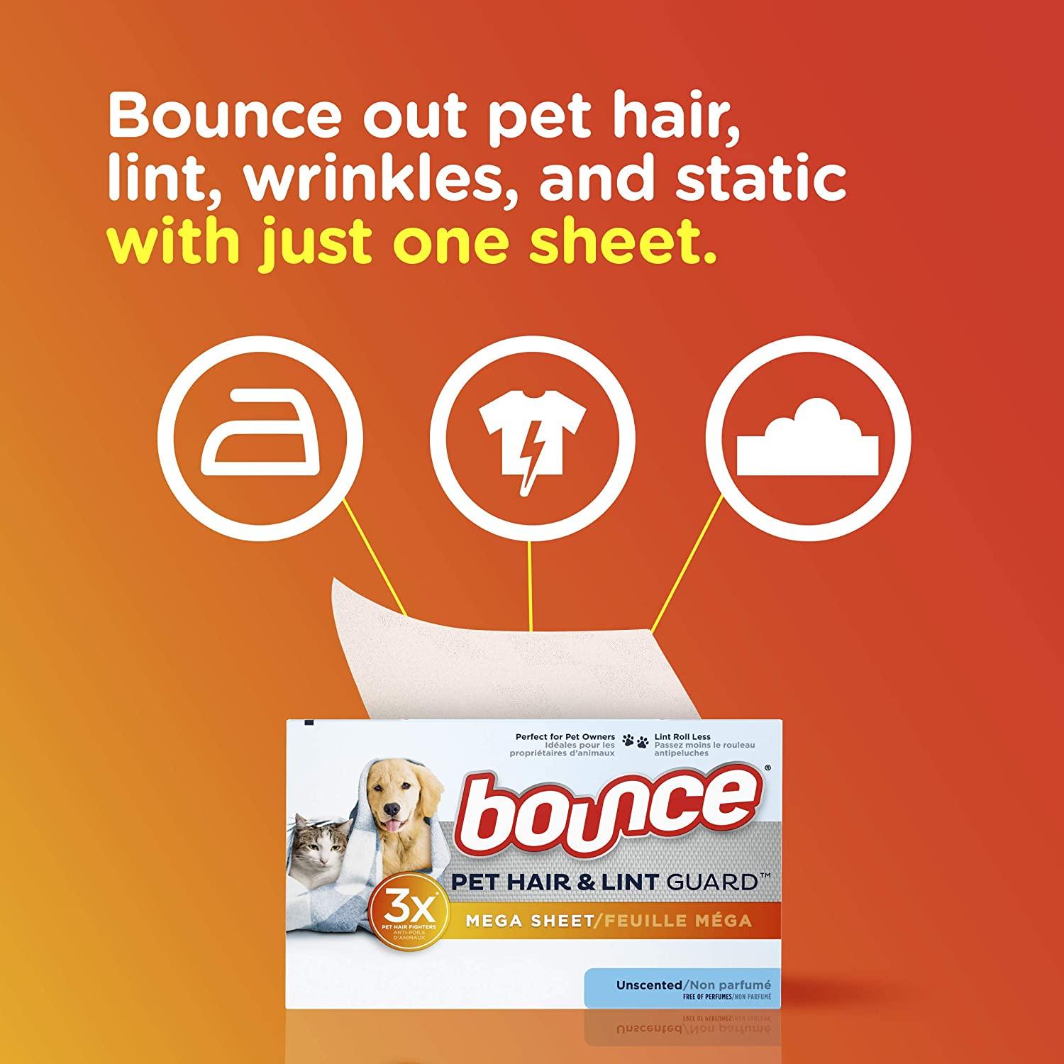 Bounce Pet Hair and Lint Guard Mega Sheet 3X Pet Hair Fighters 120 Sheets