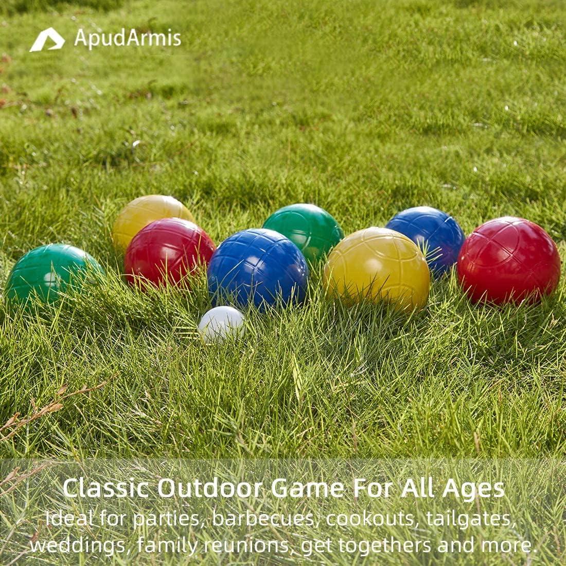 ApudArmis 90mm Bocce Balls Set, Lighter Outdoor Bocce Game for Backyard
