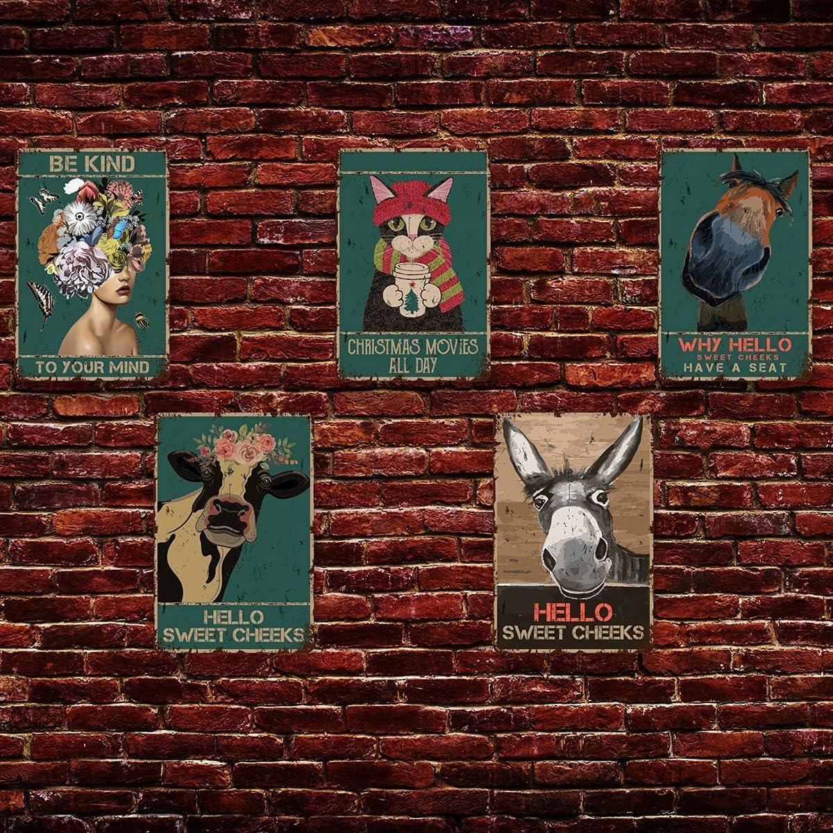 CREATCABIN Plaque En Métal Avec Chat Kitty Biscuits We Knead Em You Need Funny Sign Vintage Retro Poster Bathroom Quote Vintage Sign For Farm Farmhouse Home Kitchen Cafe Wall Decor 8 X