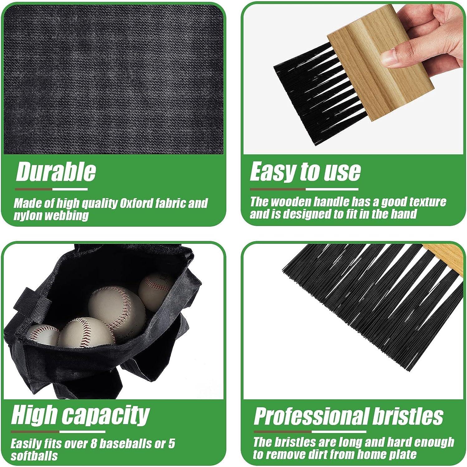 Dunzy 3-Piece Umpire Gear Set - Plate Brush, Black Ball Bag & Indicator For Baseball/Softball