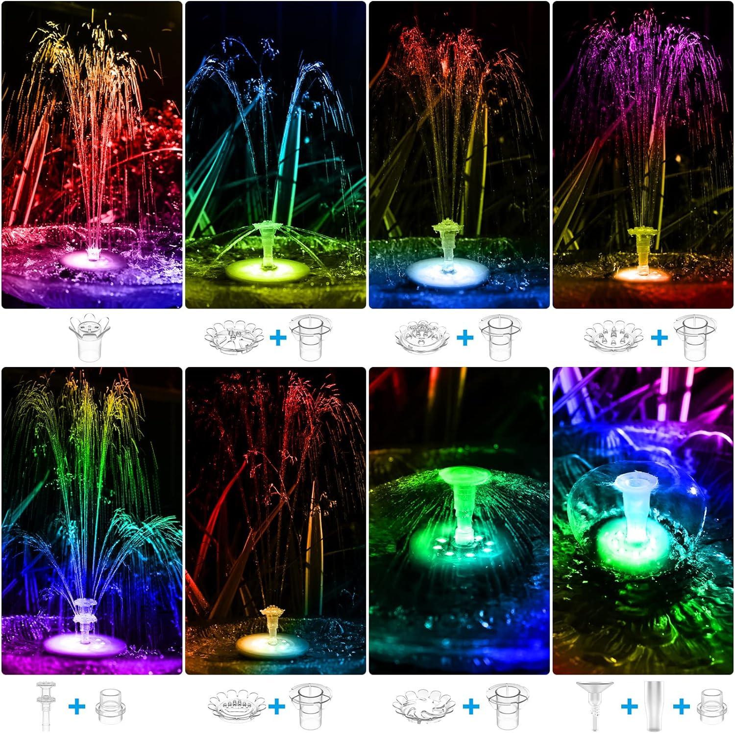 USB Floating Water Fountain Pump with 7 Nozzles - AISITIN 2.5W LED DIY ...