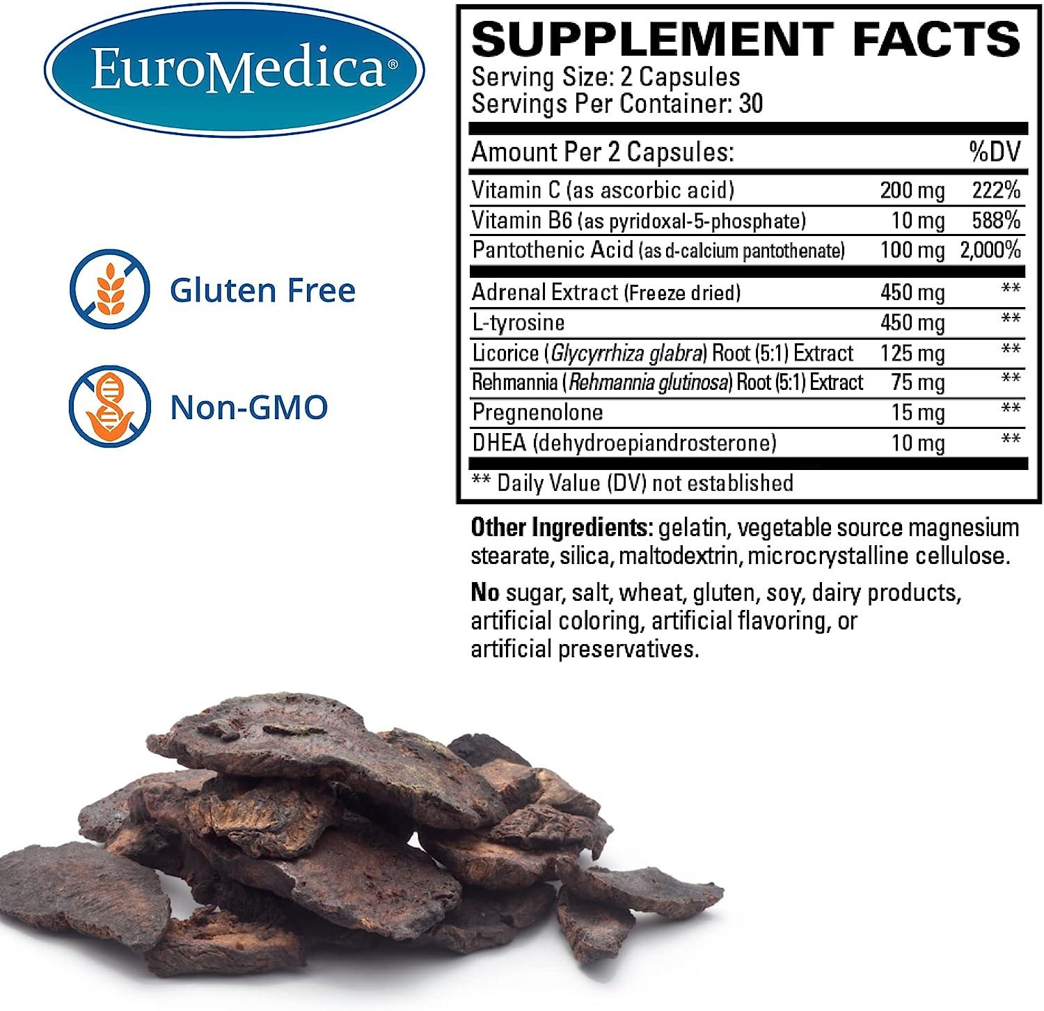 EuroMedica Adrenaplex 60 Capsules Adrenal Gland Function Supplement