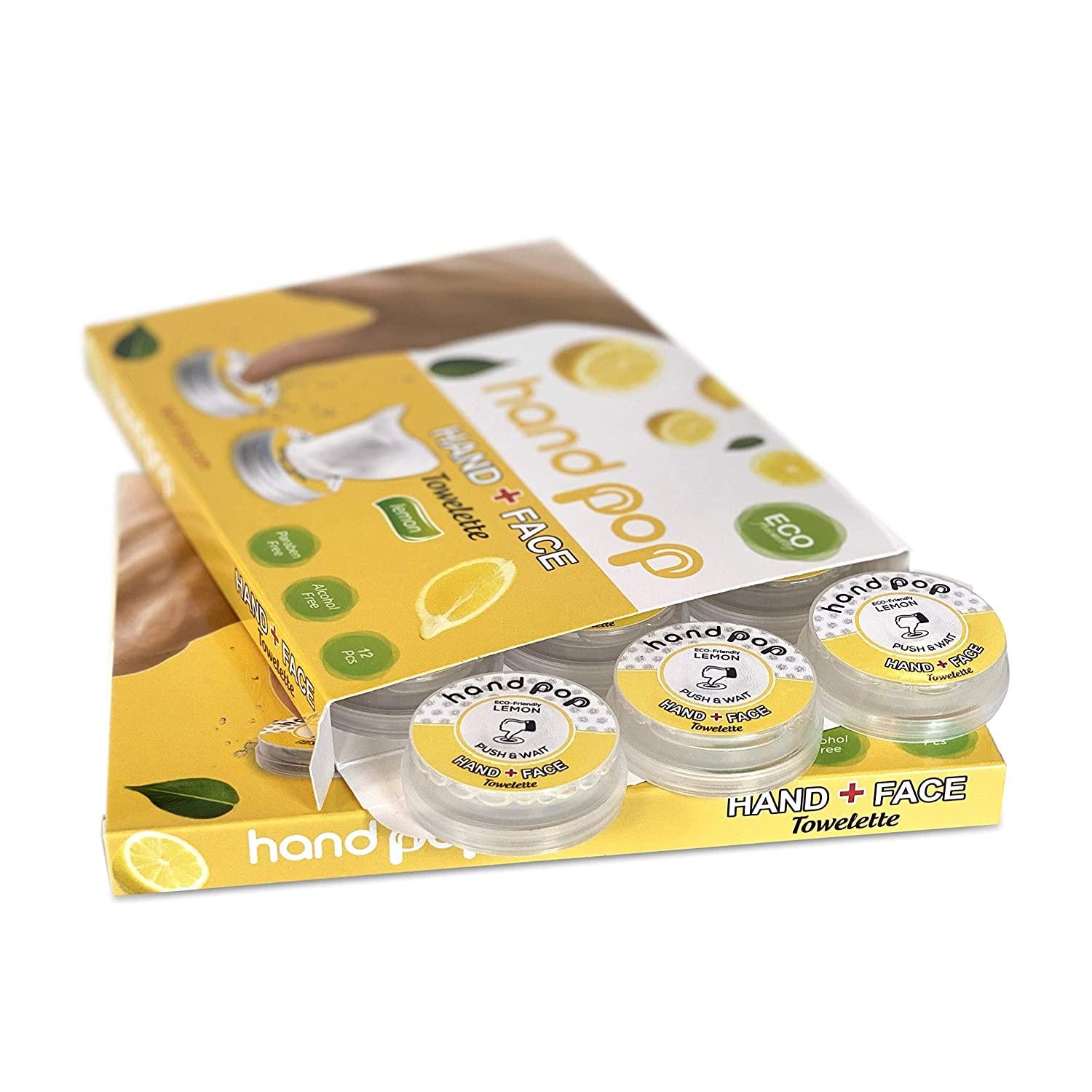 Hand Pop Lemon Scent Hand Wipes - 24 Single Use Towelettes, Alcohol ...