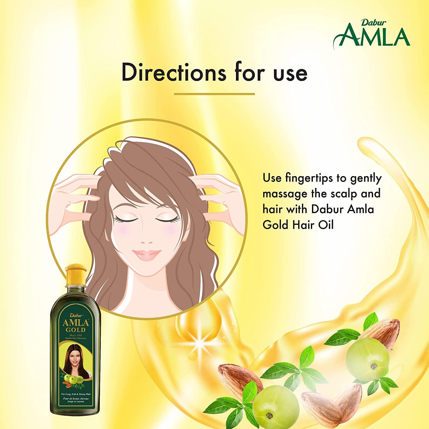 Dabur Amla Gold Hair Oil 300ml , 100 Percent Natural Amla Oil, Enhances  Healthy Hair Growth, Nourishes the Scalp and moisturizes the Hair,  Authentic and Premium Quality Indian Gooseberry Hair Oil with