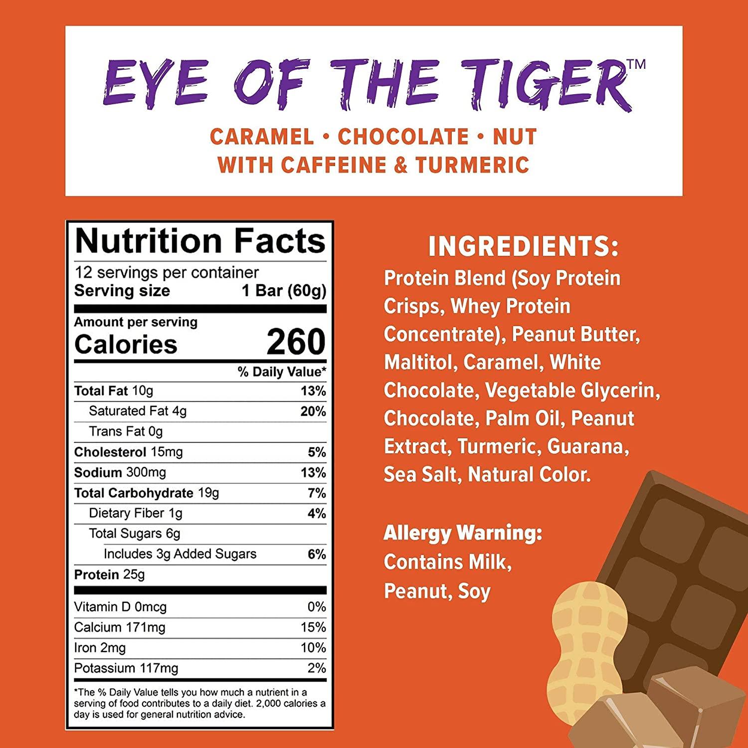 JiMMY! Protein Bar, Caramel Chocolate Nut, Eye of the Tiger, 12 Count