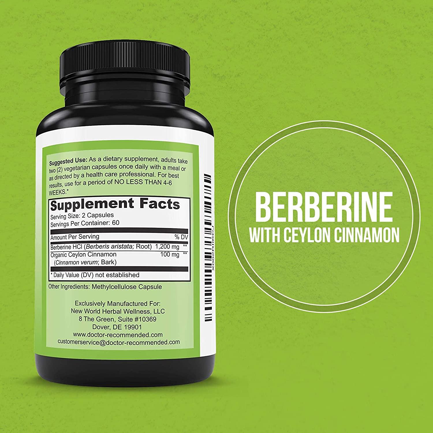 Berberine with Ceylon Cinnamon 1200mg Berberine & 100mg Organic